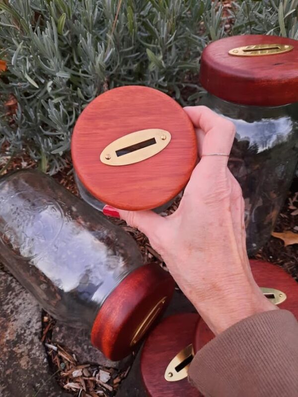 Hand Turned Wood Lid MASON JAR Banks - Image 2