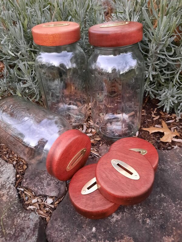 Hand Turned Wood Lid MASON JAR Banks